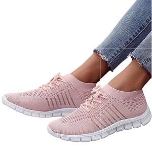 Pink Tie Pull-On Athletic/Athleisure Supportive Sneakers…Sz 8…